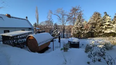 Ferienhaus Vogtland mit Sauna und Hot Tub im Winter