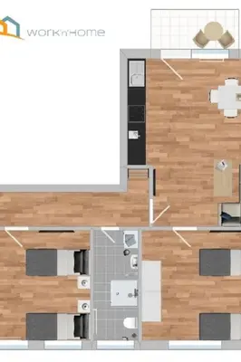 Grundriss der Unterkunft Apartment SAD151 Moderne Monteurwohnung mit Balkon by Interhome