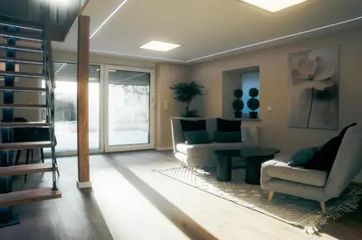 Ein Sitzbereich in der Unterkunft Luxus-Ferienhaus, Wellness, Absolute Ruhe