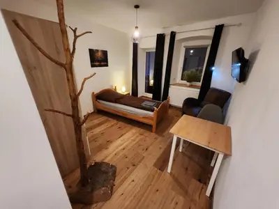 Ein Sitzbereich in der Unterkunft Bachhaus Marktredwitz Haupthaus