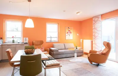 Ein Sitzbereich in der Unterkunft Premium Living Bayreuth - Terrasse & Fahrradweg