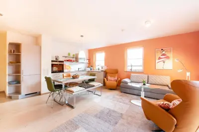 Ein Sitzbereich in der Unterkunft Premium Living Bayreuth - Terrasse & Fahrradweg