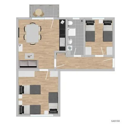 Grundriss der Unterkunft SAD155 moderne Monteurwohnung