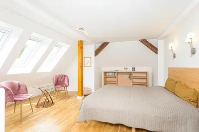Ein Bett oder Betten in einem Zimmer der Unterkunft Alte Försterei Wildenthal am Kammweg Erzgebirge Ferienwohnung 5