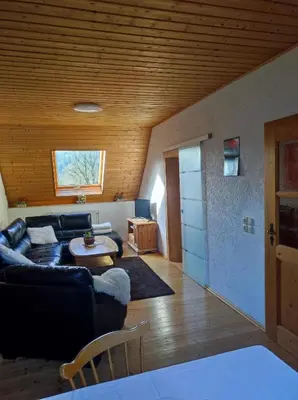 Ein Bett oder Betten in einem Zimmer der Unterkunft Ferienwohnung mit Herz Zierold