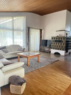 Ein Sitzbereich in der Unterkunft Ferienhaus Altenplos