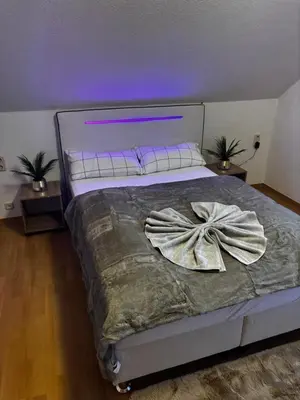 Ein Bett oder Betten in einem Zimmer der Unterkunft Macabu Luxus Villa Plauen
