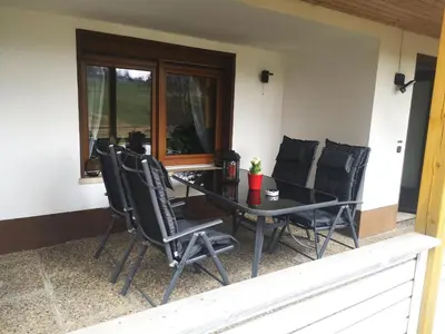 Ein Patio oder anderer Außenbereich in der Unterkunft Idealer Startpunkt für Ausflüge und Wanderungen, 70qm, Stufenloser Zugang, Parkplatz an der Wohnung