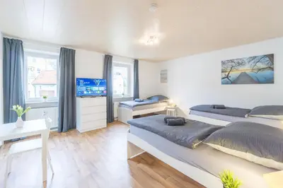 Ein Bett oder Betten in einem Zimmer der Unterkunft Wohnung bei Kulmbach, Bayreuth, Bamberg, Lichtenfels, Kasendorf, Hollfeld KU04
