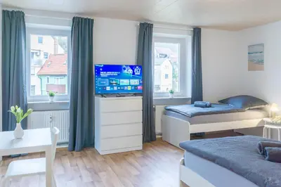 Ein Bett oder Betten in einem Zimmer der Unterkunft Wohnung bei Kulmbach, Bayreuth, Bamberg, Lichtenfels, Kasendorf, Hollfeld KU04
