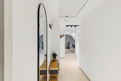 Grundriss der Unterkunft Stadtbuden mit Charme - Küche, Wohnzimmer, Kaffee- und Teebar und Garten