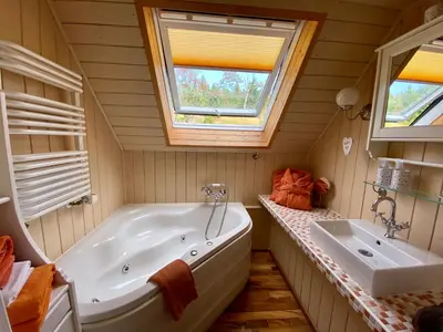Ein Badezimmer in der Unterkunft Die Adlerhütte
