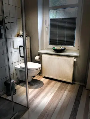 Ein Badezimmer in der Unterkunft Das Rübezahl