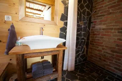 Ein Badezimmer in der Unterkunft Ferienhaus Anno Dazumal, wie zu Oma`s Zeiten