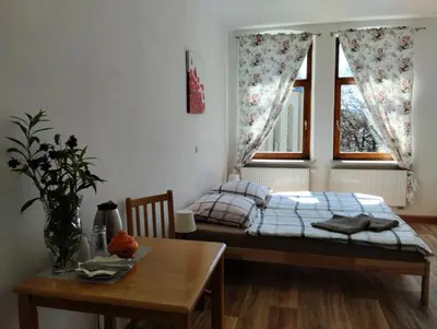 Ein Bett oder Betten in einem Zimmer der Unterkunft Pension Eberhart