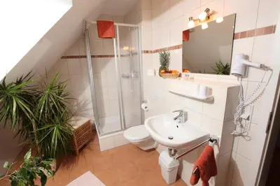 Ein Badezimmer in der Unterkunft Gasthof-Pension Brauner Hirsch in Alfeld - Mittelfranken