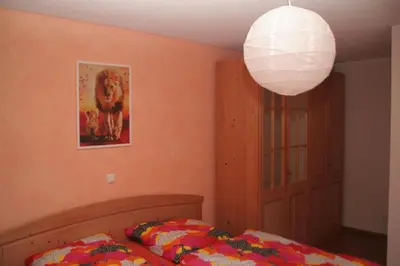 Ein Bett oder Betten in einem Zimmer der Unterkunft Ferienhaus Geipel