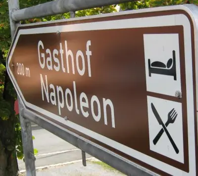 Ein Zertifikat, Auszeichnung, Logo oder anderes Dokument, das in der Unterkunft Gasthof Napoleon ausgestellt ist