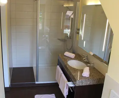 Ein Badezimmer in der Unterkunft Wirtshaus & Hotel Goldener Greif
