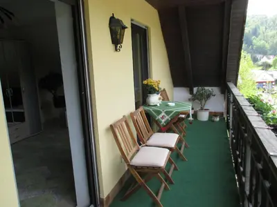 Ein Balkon oder eine Terrasse in der Unterkunft Apartments in Behringersmühle