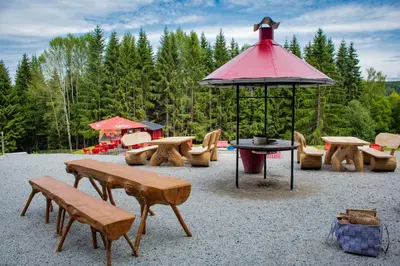 Ein Garten an der Unterkunft Erzgebirgsidyll