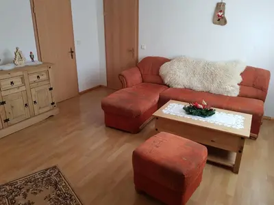Ein Sitzbereich in der Unterkunft Ferienhaus Gampe