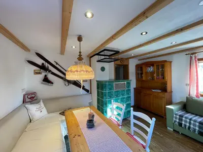 Ein Sitzbereich in der Unterkunft Berghütte Fichtelstreich