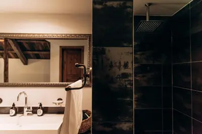 Ein Badezimmer in der Unterkunft Ferienhaus Berghütte Vogtland in Klingenthal