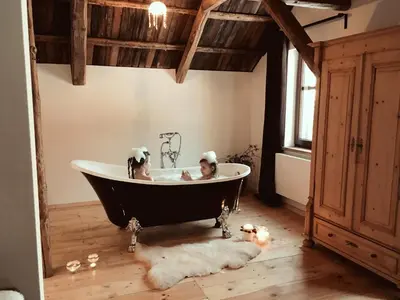 Ein Badezimmer in der Unterkunft Ferienhaus Berghütte Vogtland in Klingenthal