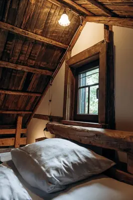 Ein Bett oder Betten in einem Zimmer der Unterkunft Ferienhaus Berghütte Vogtland in Klingenthal