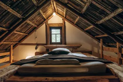 Ein Bett oder Betten in einem Zimmer der Unterkunft Ferienhaus Berghütte Vogtland in Klingenthal