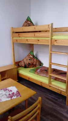 Ein Etagenbett oder Etagenbetten in einem Zimmer der Unterkunft Reiterhof & Pension Lienemann