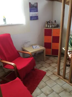Ein Sitzbereich in der Unterkunft Haus am Treffenbach