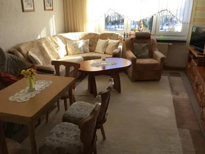 Ein Sitzbereich in der Unterkunft Ferienwohnung in Oberwiesenthal