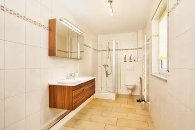 Ein Badezimmer in der Unterkunft Ferienhaus am Johannesbuhl
