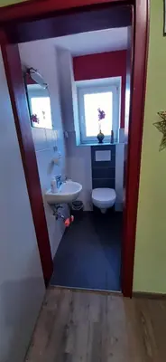 Ein Badezimmer in der Unterkunft Gästehaus am Steinwald