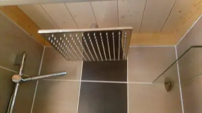 Ein Badezimmer in der Unterkunft Apartment mit Gartenblick