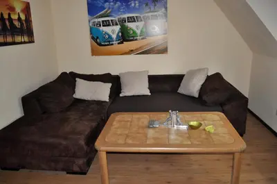 Ein Sitzbereich in der Unterkunft Ferienhaus Müller