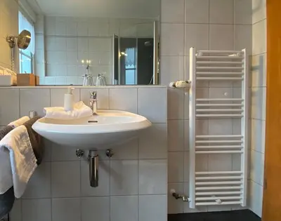 Ein Badezimmer in der Unterkunft Gästehaus Frankenwaldhof
