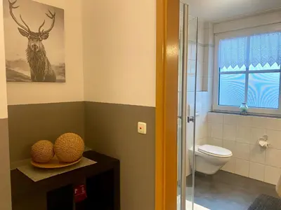 Ein Badezimmer in der Unterkunft Gästehaus Frankenwaldhof