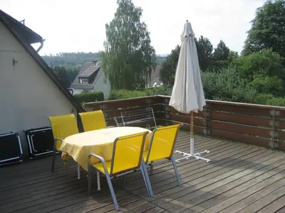 Ein Balkon oder eine Terrasse in der Unterkunft Ferienwohnung Wölfel