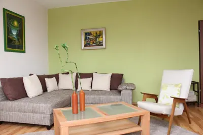 Ein Sitzbereich in der Unterkunft Ferienwohnung Wölfel