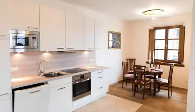 Küche/Küchenzeile in der Unterkunft Ferienwohnung am Blasturm