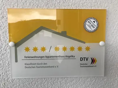Ein Zertifikat, Auszeichnung, Logo oder anderes Dokument, das in der Unterkunft Appartementhaus Angelika ausgestellt ist