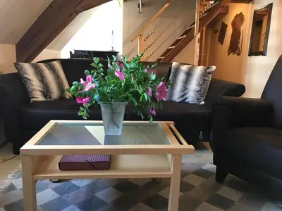 Ein Sitzbereich in der Unterkunft Haus am Markt