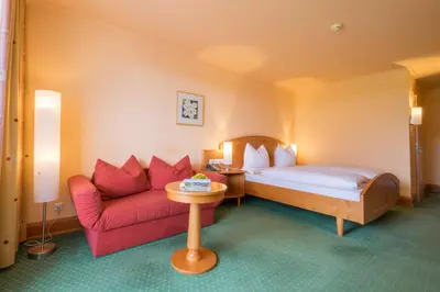 Ein Bett oder Betten in einem Zimmer der Unterkunft Gesundheitshotel Weißenstadt am See
