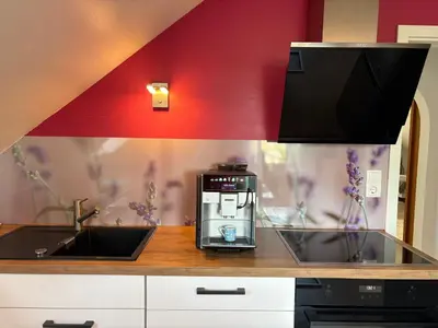 Küche/Küchenzeile in der Unterkunft Tolle Ferienwohnung mit Loggia in Schauenstein 100qm bei Hof an der Saale Frankenwald
