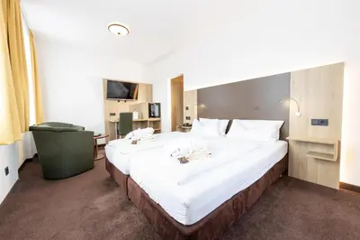 Ein Bett oder Betten in einem Zimmer der Unterkunft Sonnenhotel Hoher Hahn