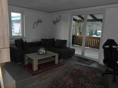 Ein Sitzbereich in der Unterkunft Ferienwohnung Kreischer