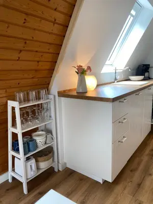 Küche/Küchenzeile in der Unterkunft Ferienhaus am See im Fichtelgebirge